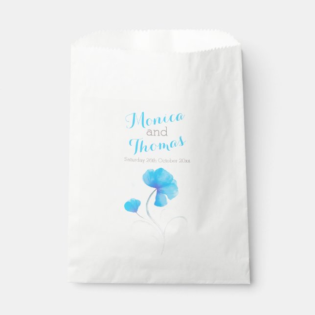 Aquarelltaschen Blume Blau-graue Gastgeschenk Hoch Geschenktütchen (Vorderseite)