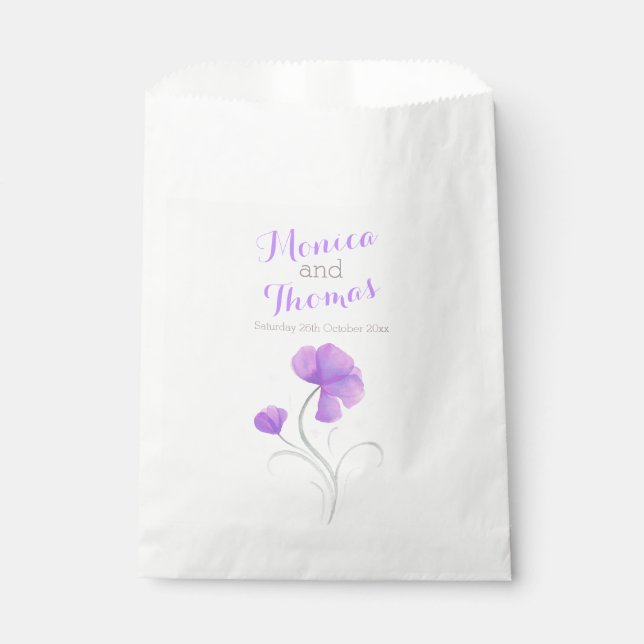 Aquarelltaschen Blume lila graue Gastgeschenk Hoch Geschenktütchen (Vorderseite)