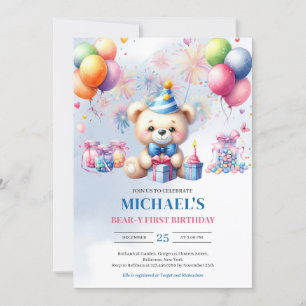 Aquarellteddy Bär Bonbons Bären-y ersten Geburtsta Einladung