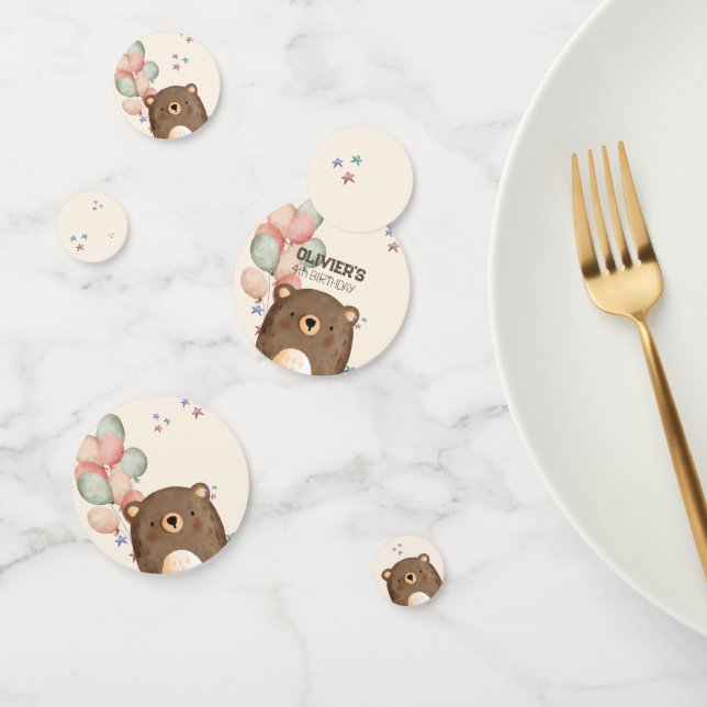 Aquarellteddy Bär Geburtstag Confetti Konfetti (Gruppe)