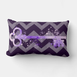 Aquarellteller Lila Verzierter Schlüssel Lendenkissen