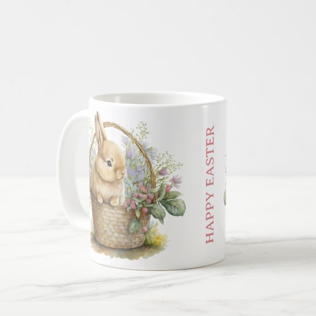 Aquarellter Bunny Coffee Tasse (Vorderseite Links)