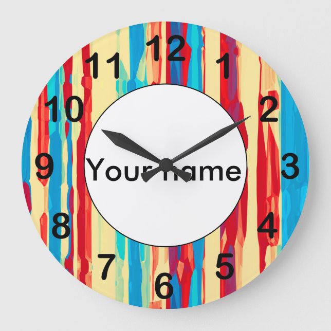 Aquarelltextur Große Wanduhr (Vorderseite)