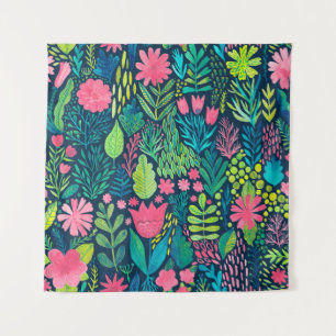 Aquarelltextur mit Blume und Pflanze. floral Wandteppich