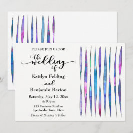 Aquarelltexturen Weiß Lila Pink Blau Hochzeit Einladung