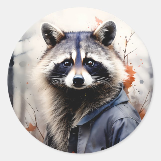 Aquarelltier Runder Aufkleber (Vorderseite)