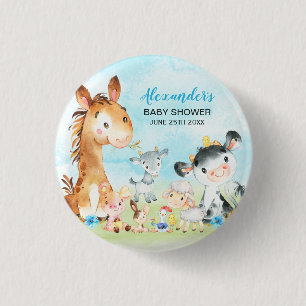 Aquarelltiere Boy Baby Dusche Button