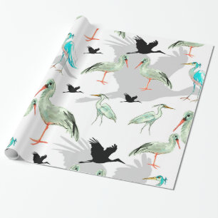 Aquarelltiere - Heron, Vögel, Blau, Egret Geschenkpapier