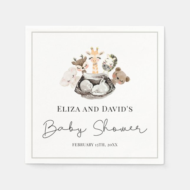 Aquarelltiere Imitate Moderne Gold Baby Dusche Serviette (Vorderseite)