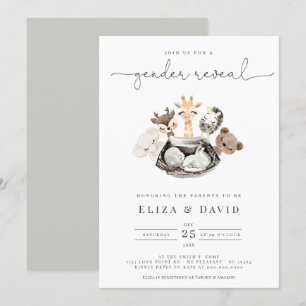 Aquarelltiere Imitate Moderne Goldgeschlechtsdarst Einladung