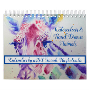Aquarelltiere Kalender Handgemalte Kunst