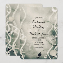 Aquarelltinte Splash Pearl Gray Sea Wedding Einladung
