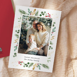 Aquarelltöne, Grüne Gold, Single Foto Feiertagskarte