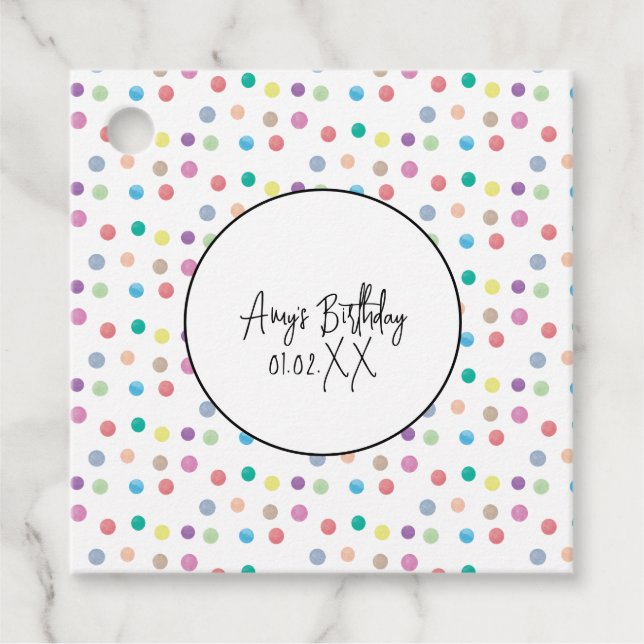 Aquarelltöne Handgemalte Farbe zum Geburtstag Geschenkanhänger (Vorderseite)