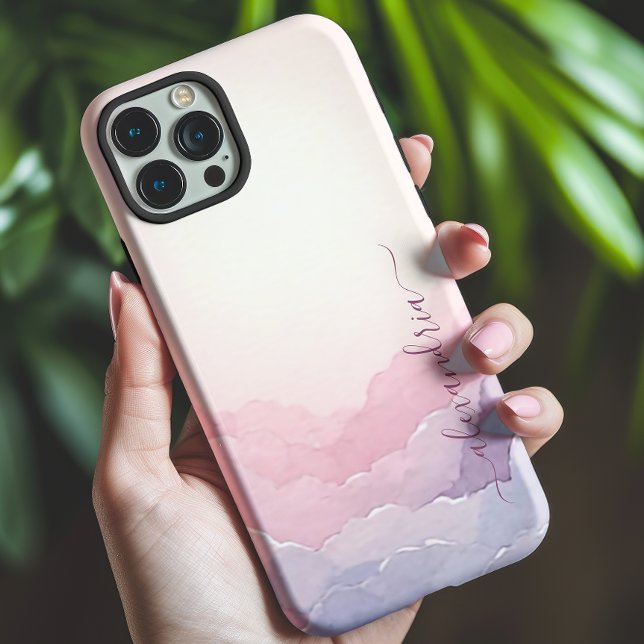 Aquarelltöne Rosa Himmel mit Namen Case-Mate iPhone Hülle (Von Creator hochgeladen)