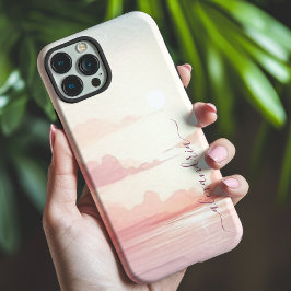 Aquarelltöne Rosa Himmel mit Namen Case-Mate iPhone Hülle