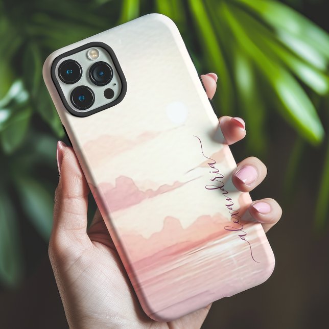 Aquarelltöne Rosa Himmel mit Namen Case-Mate iPhone Hülle (Von Creator hochgeladen)