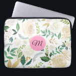 Aquarelltöne Weiß und Beige Rose Muster Laptopschutzhülle<br><div class="desc">Elegante,  moderne Aquarellfarben in Weiß und Beige Rose,  nahtlos.</div>