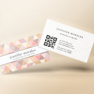 Aquarelltriangle Pink Creme Mauve Gray QR-Code Visitenkarte