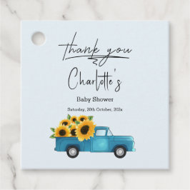 Aquarelltruck mit Sonnenblumen Babydusche Geschenkanhänger