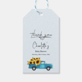 Aquarelltruck mit Sonnenblumen Babydusche Geschenkanhänger