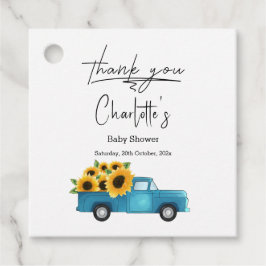Aquarelltruck mit Sonnenblumen Babydusche Geschenkanhänger