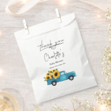 Aquarelltruck mit Sonnenblumen Babydusche