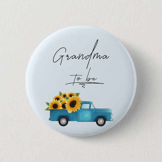 Aquarelltruck mit Sonnenblumen Oma zu sein Button (Vorderseite)