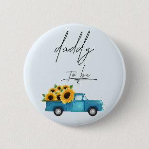 Aquarelltruck mit Sonnenblumen Papa Button