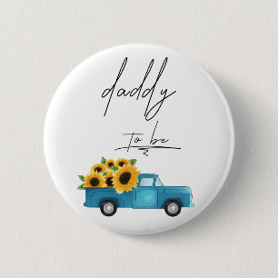 Aquarelltruck mit Sonnenblumen Papa Button