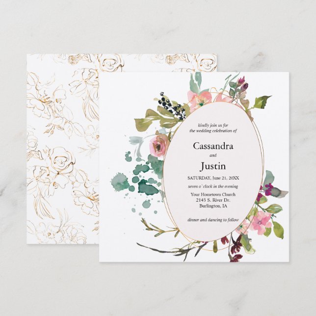 Aquarelltuch Einladung (Vorne/Hinten)