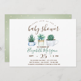 Aquarelltuch Kaktus Dots Babydusche Einladung