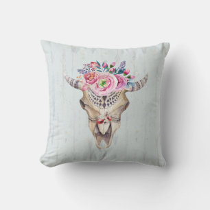 Aquarelltülle und farbenfrohe Rose Kissen