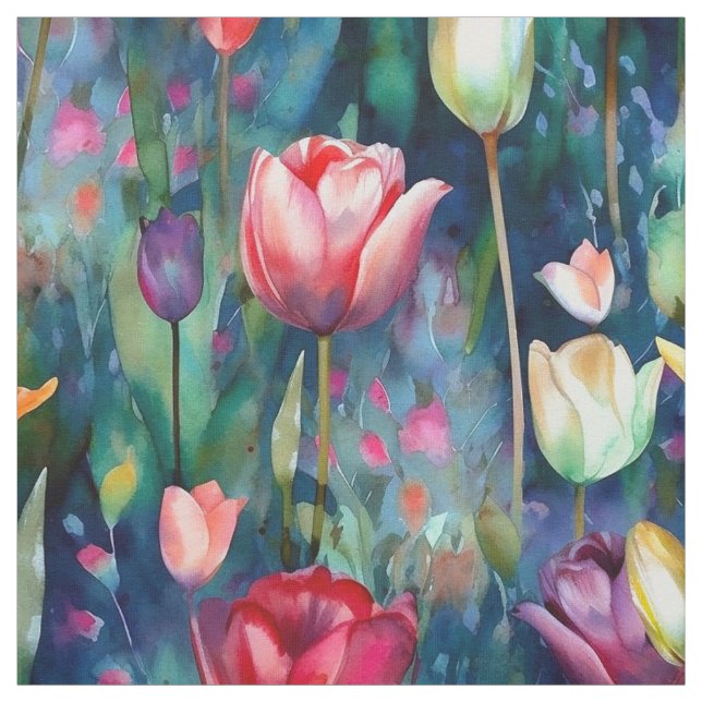 Aquarelltulpen (dunkel) stoff (Muster)
