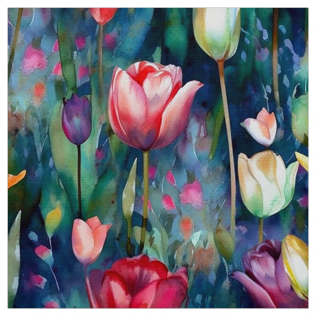 Aquarelltulpen (dunkel) stoff (Muster)