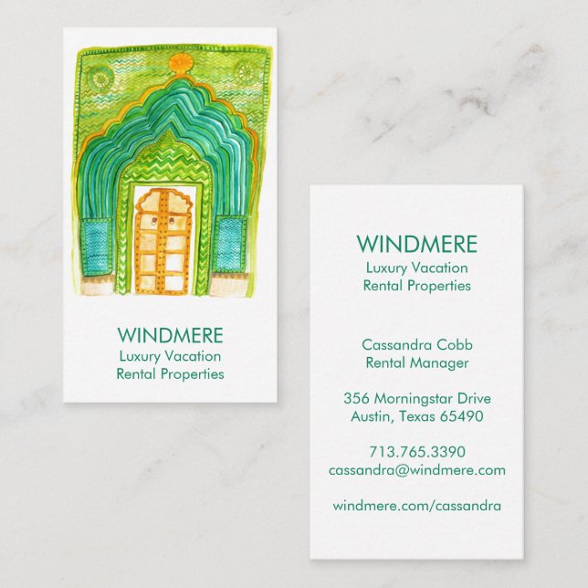 Aquarelltür Real Anwesen Agent Realtor Einzigartig Visitenkarte (Vorne/Hinten)