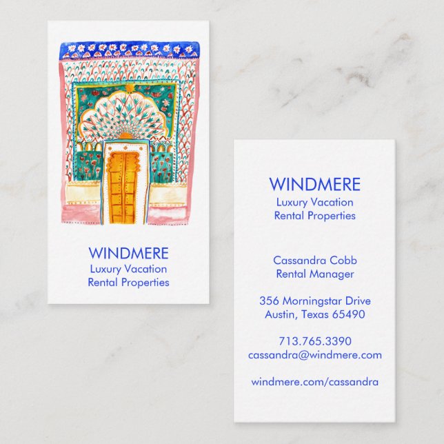 Aquarelltür Real Anwesen Agent Realtor Einzigartig Visitenkarte (Vorne/Hinten)