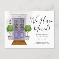 Aquarelltür Wir haben neue Adresse Postkarte versc