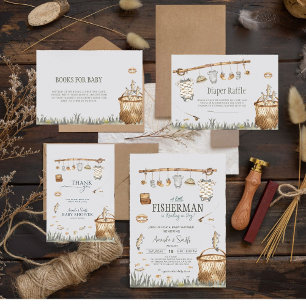 Aquarellturm Spaß Angeln Kinderdusche Dankeskarte