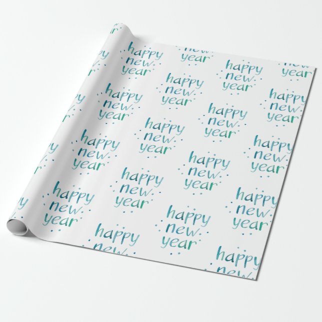 Aquarelltypografie - Frohes Neujahrsdesign Geschenkpapier (Ungerollt)