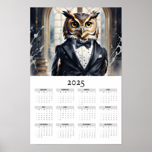 Aquarelluppe Tuxedo Bow Krawatte 2025 Mauerkalende Poster