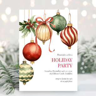 Aquarellverzierungen Weihnachten Party Einladung