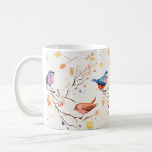 Aquarellvögel auf Branchenzweigen Kaffeetasse