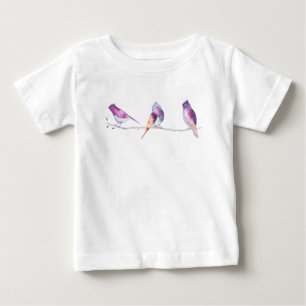 Aquarellvögel auf Zweig Baby T-shirt