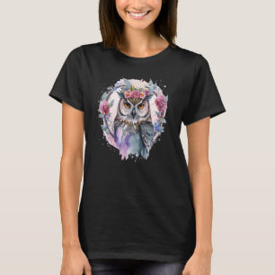 Aquarellvögel Blume Krongeburten Künstlerische Blu T-Shirt