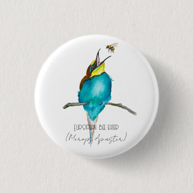Aquarellvogel (europäischer Bienenfresser) Button (Vorderseite)