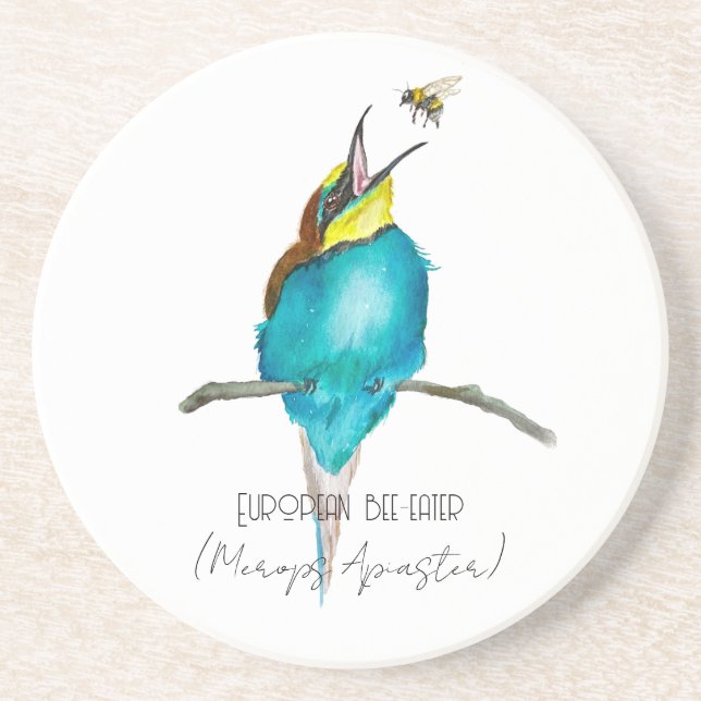 Aquarellvogel (europäischer Bienenfresser) Getränkeuntersetzer (Vorne)