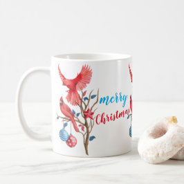 Aquarellvögel Frohe Weihnachten personalisiert Kaffeetasse