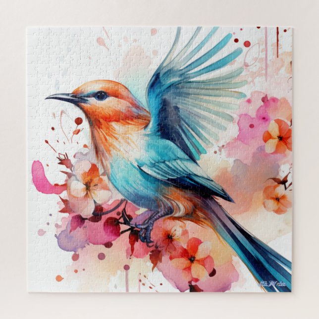 Aquarellvogel mit Obstbaum Puzzle (Vertikal)