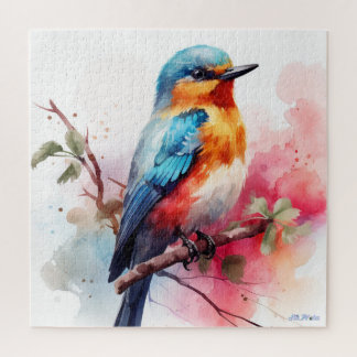 Aquarellvogel mit Obstbaum Puzzle